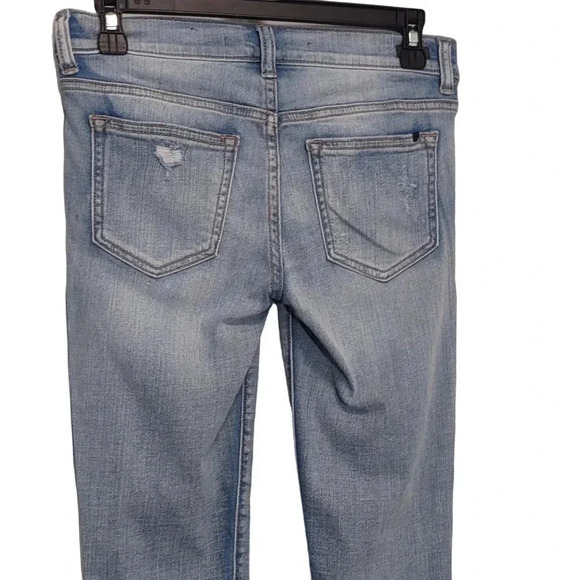 SP Black Label Frayed Skinny Distressed Blue Wash Straight Denim Jeans - Picture 5 of 8